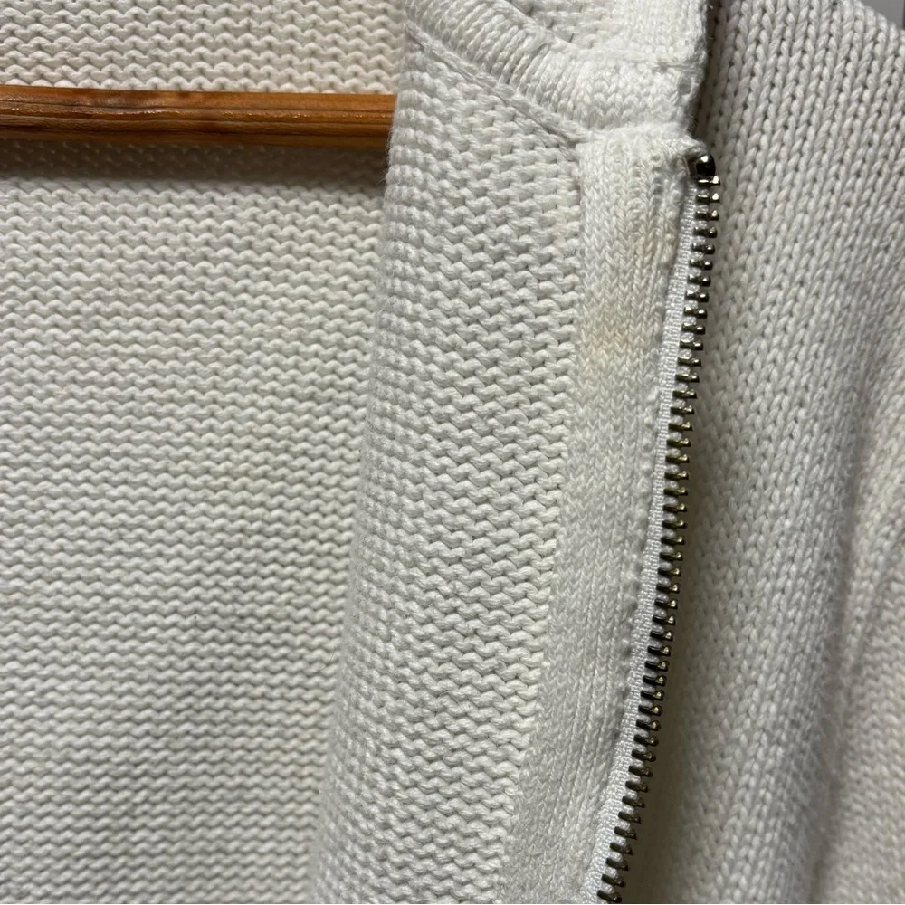 J. Crew white, knit full zipper hoodie, size large